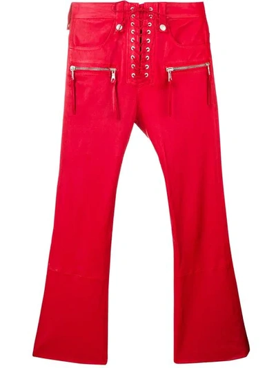 Ben Taverniti Unravel Project Cropped Leather Trousers In Red