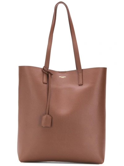 Saint Laurent Logo Shopping Tote - Brown In Brown