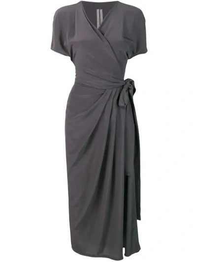 Rick Owens Long Wrap Dress In Grey