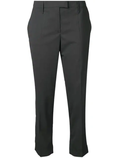 Prada Cropped Pleated Trousers In Black