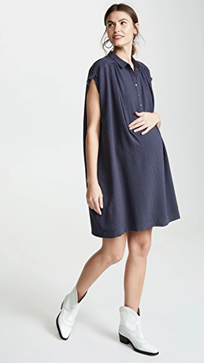 Hatch The Louise Dress In Navy Gingham