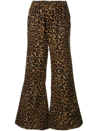Mes Demoiselles Leopard-printed Flared Trousers In Beige,black