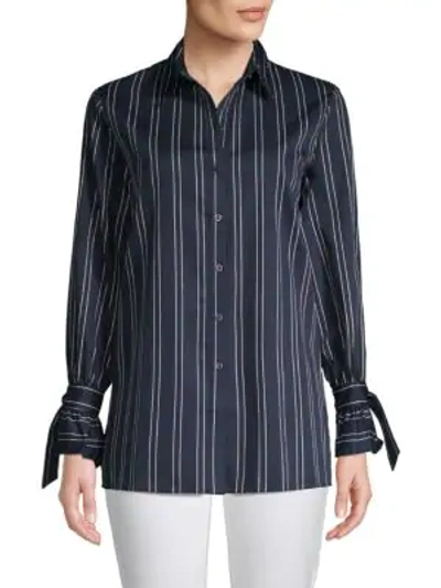 Supply & Demand Dorian Striped Cotton Shirt In Navy