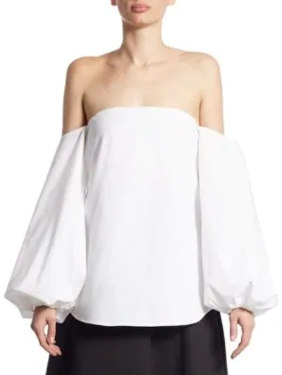 Theory Laureema Off-the-shoulder Poplin Top In White