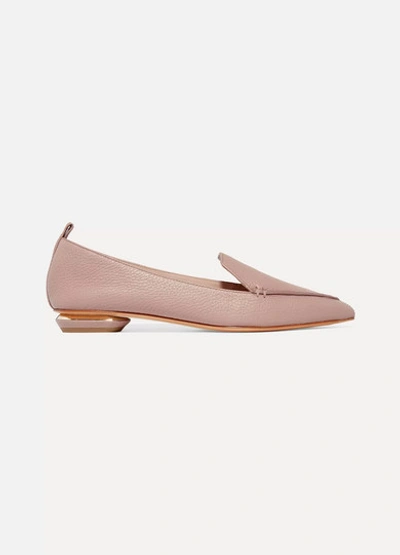 Nicholas Kirkwood Beya Textured-leather Point-toe Flats In Pastel Pink