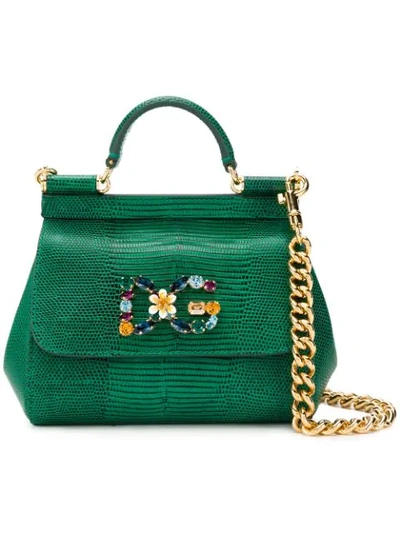 Dolce & Gabbana Small Sicily Shoulder Bag In Green