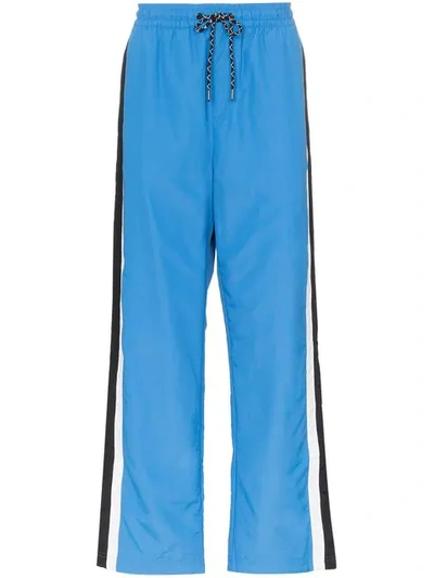 Burberry Nylon Track Pants W/ Side Buttons In Bright Blue