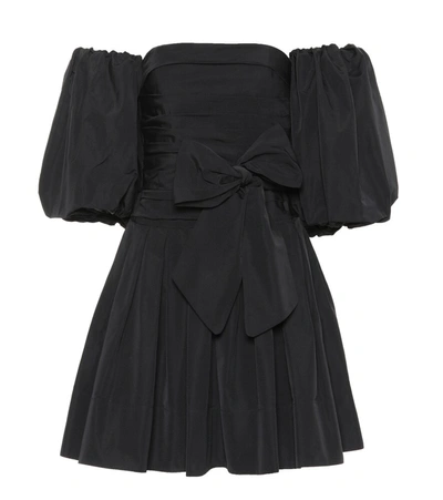 Valentino Off-the-shoulder Micro Faille Mini Dress In Black
