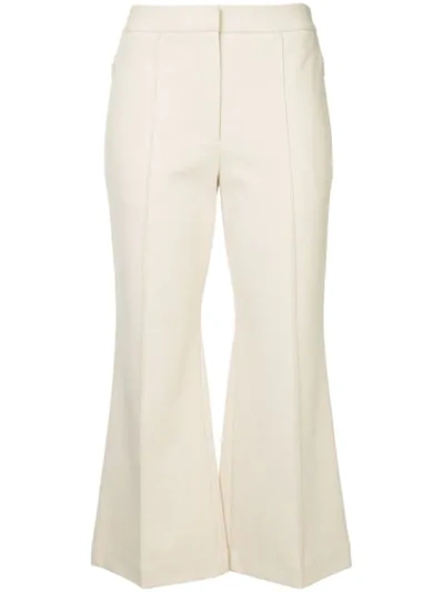 Tibi Jane Cropped Bootcut Trousers In Neutrals