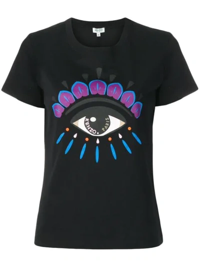 Kenzo Eye Printed Cotton T-shirt In Black