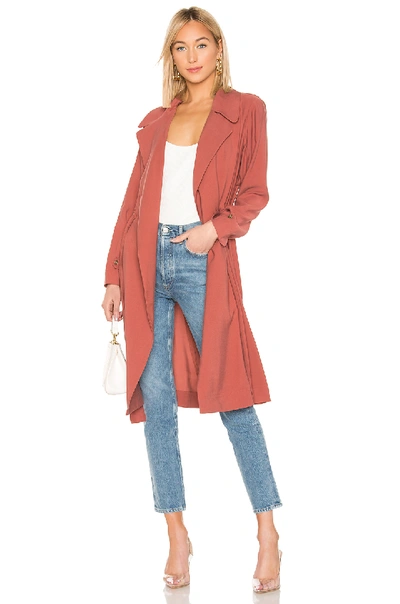 1.state 1. State Tie Waist Trench Coat In Rose. In Terra Earth