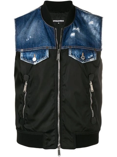 Dsquared2 Sleeveless Denim Gilet In Black