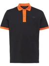 Prada Two-tone Piqué Polo Shirt In Black