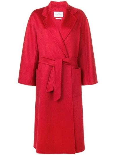 Max Mara Belted Dressing Gown Coat In Red