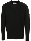Stone Island Knit Logo Sweater In Black