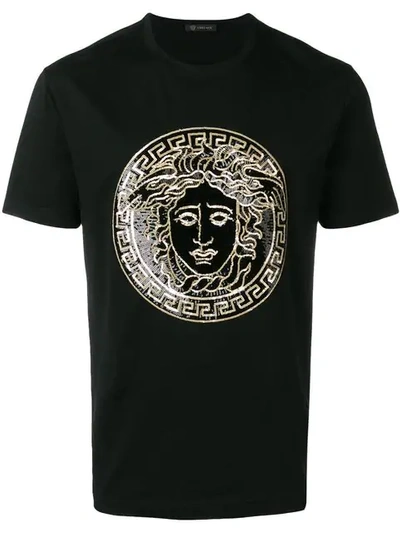 Versace Sequin Medusa Head T-shirt - 黑色 In Black