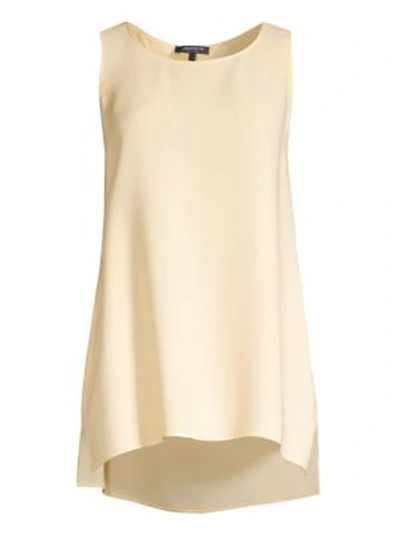 Lafayette 148 Ruthie Sleeveless High-low Hem Silk Blouse In Cornsilk