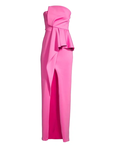 Black Halo Jonas Asymmetrical Draped Gown In Pink Wink