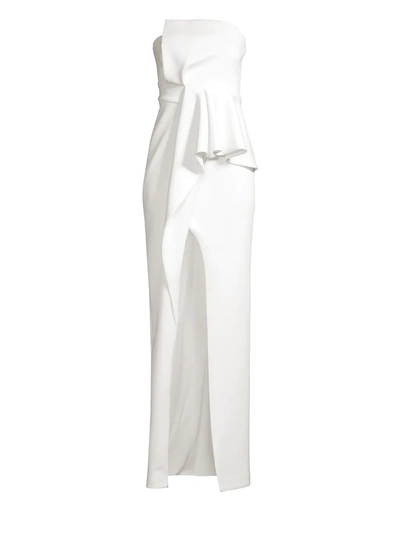 Black Halo Jonas Asymmetrical Draped Gown In Whip Cream