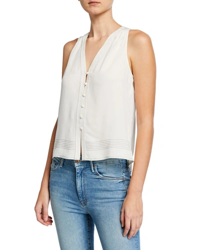 Joie Tadita Exposed Stitch Chiffon Tank Top In Porcelain