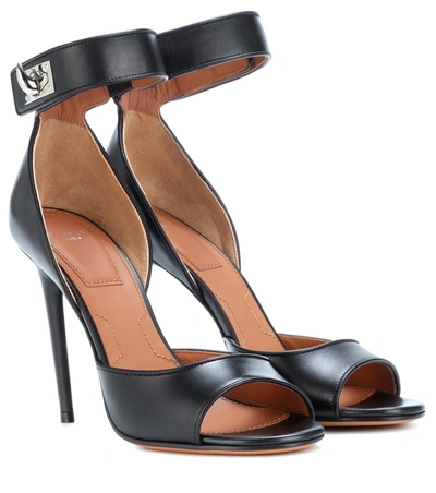 Givenchy Shark Leather Sandals In Black
