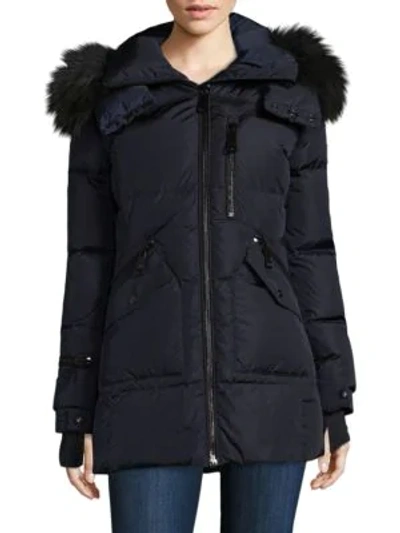 Sam. Cruiser Fur Trimmed Down Jacket In Navy Charcoal