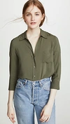 L Agence Ryan Three-quarter Sleeve Blouse In French Moss