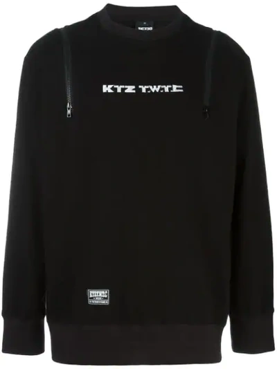 Ktz Double Zip Hooded Cotton Sweatshirt In Black