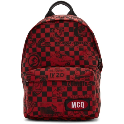 Mcq By Alexander Mcqueen Mcq Alexander Mcqueen Red Racer Check Classic Backpack In 6100red