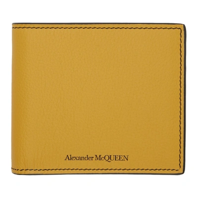 Alexander Mcqueen Yellow Sunflower Bifold Wallet In 7612 Sunflo