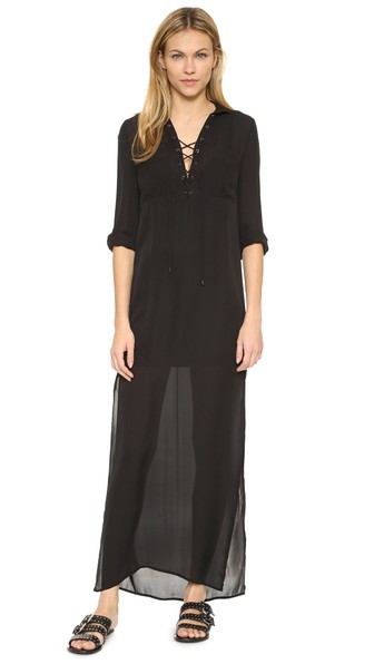Haute Hippie Gypsy Maxi Shirtdress In Black | ModeSens
