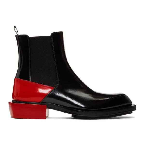 red and black chelsea boots