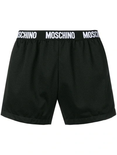 Moschino Mesh Fabric Shorts In Black