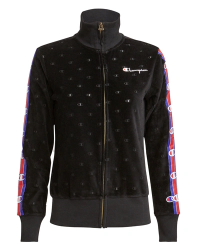 Champion Velour Track Zip Jacket In Black