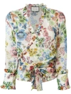 Alexis Missie Floral Long-sleeve Wrap Top In Multicolour