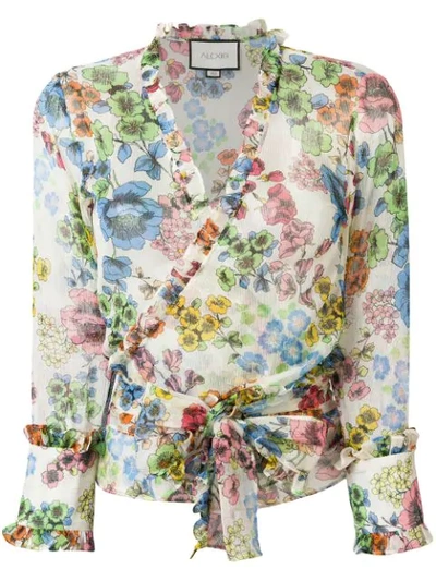 Alexis Missie Floral Long-sleeve Wrap Top In Multicolour