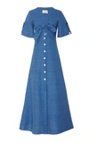 Alexis Jameela Linen Maxi Dress In Shell Blue Linen