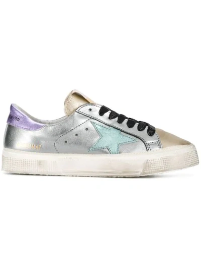 Golden Goose May Colorblock Low-top Sneakers In Silver