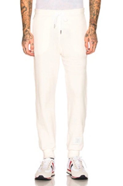 Thom Browne Honeycomb Pique Sweatpants In Cream. In White