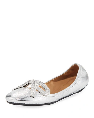 Marc Jacobs Women's Willa Strass Leather Ballet Flats In Silver
