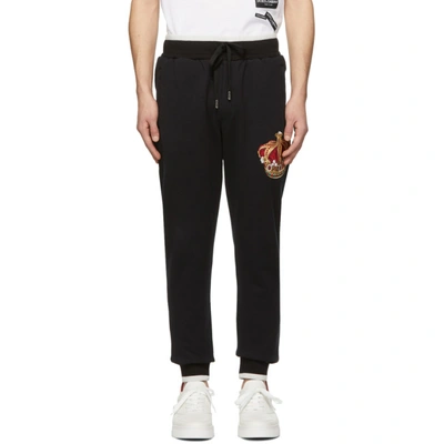 Dolce & Gabbana Dolce And Gabbana Black Crown Lounge Pants In N0000 Black