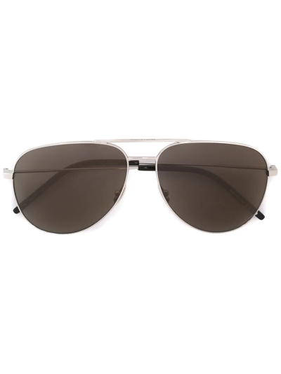 Saint Laurent Men's Zero Base Brow Bar Aviator Sunglasses, 61mm In Black