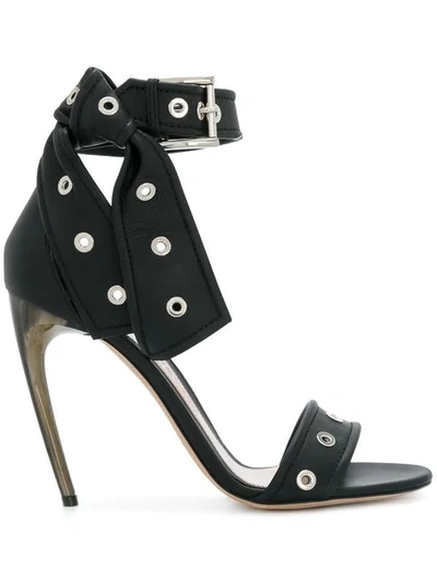Alexander Mcqueen Studded Leather Ankle-tie Sandals In Black
