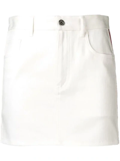 Miu Miu Striped Logo Miniskirt In White