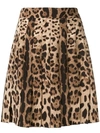 Dolce & Gabbana Pleated Leopard-print Stretch-wool Skirt In Brown