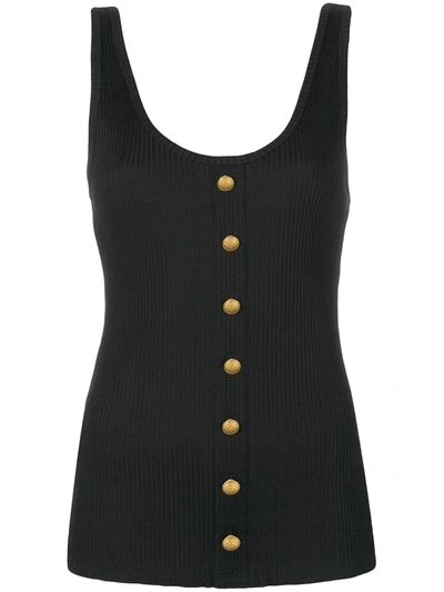 Balmain Button Detailed Vest Top In Black