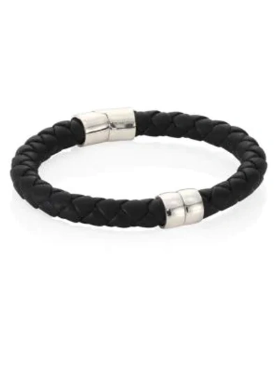 Bottega Veneta Men's Braided Rope Leather Bracelet In Black