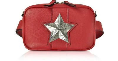 Les Jeunes Etoiles Leather Vega Belt Bag W/chain Strap In Red