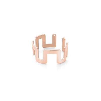Ekria Large Square Stackable Ring Shiny Rose Gold