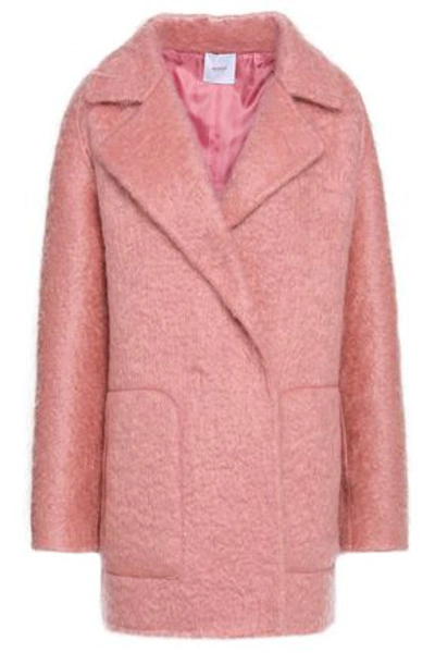 Agnona Woman Leather-trimmed Mohair-blend Coat Baby Pink